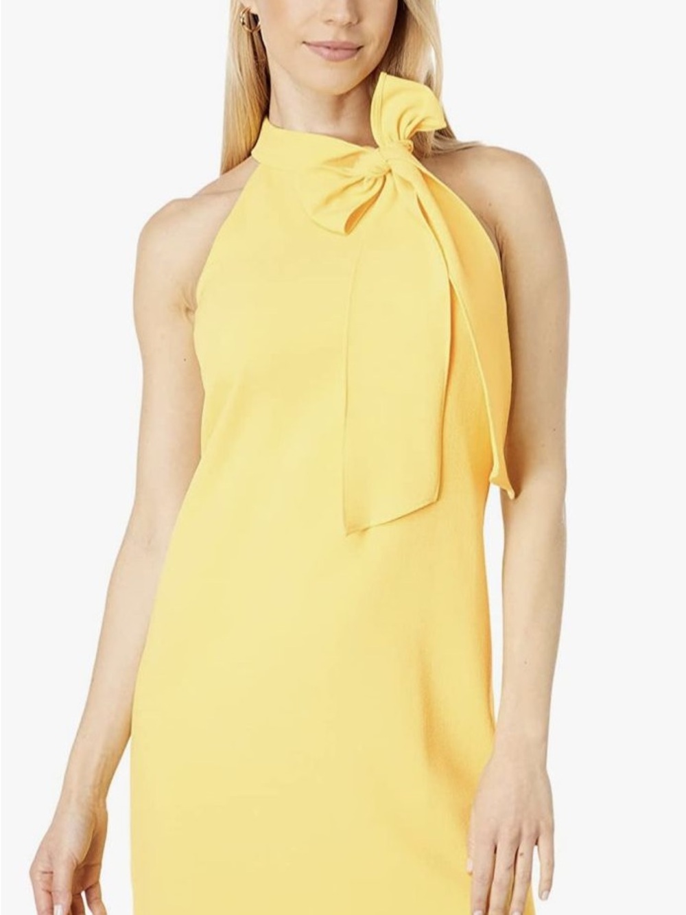 Vince Camuto Bow Neck Halter Dress Yellow